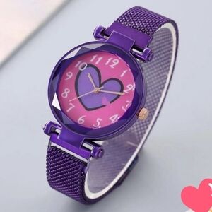Purple Heart Mesh Watch